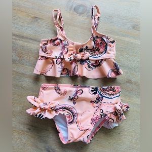 *NWOT*24M Jessica Simpson Toddler Girl Bikini / 2 Piece Swimsuit - Peach Paisley